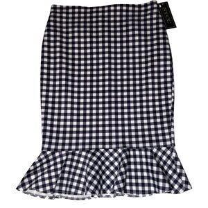 NYCC Black & White Gingham Ruffle Hem Skirt NWT Size Small